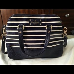 NWT Kate Spade grove court stripe bag (navy/cream)